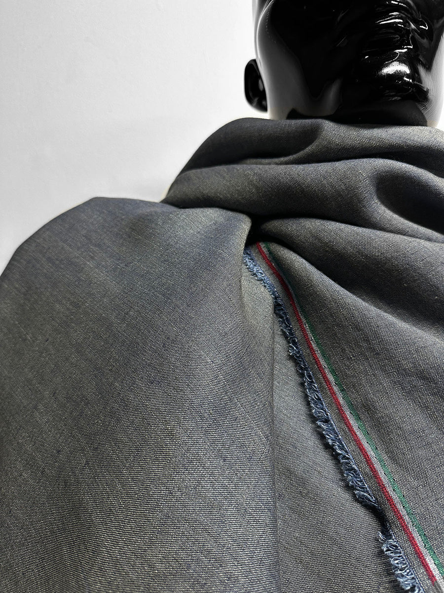 Italian Two Tone Olive Denim Blue Dark -Striped Selvedge