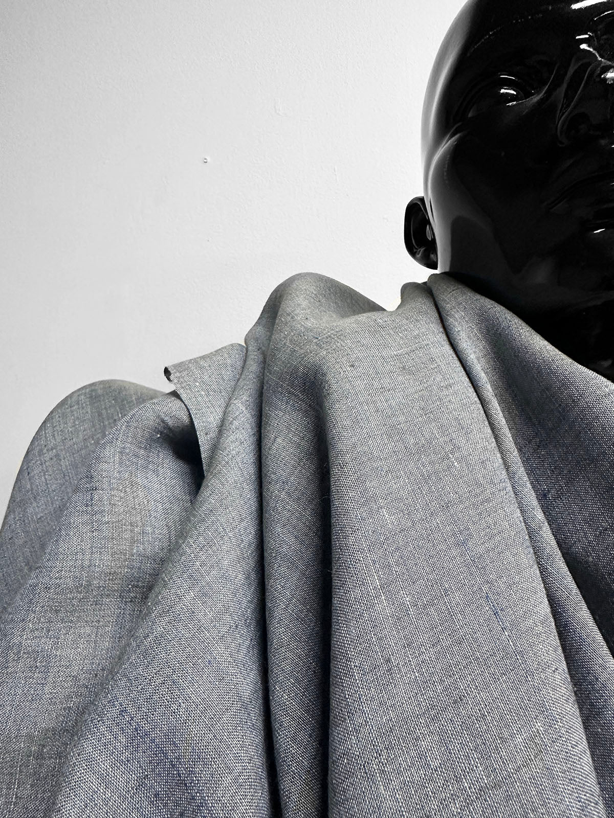 Italian Two Tone Olive Sky Blue Linen-Striped Selvedge