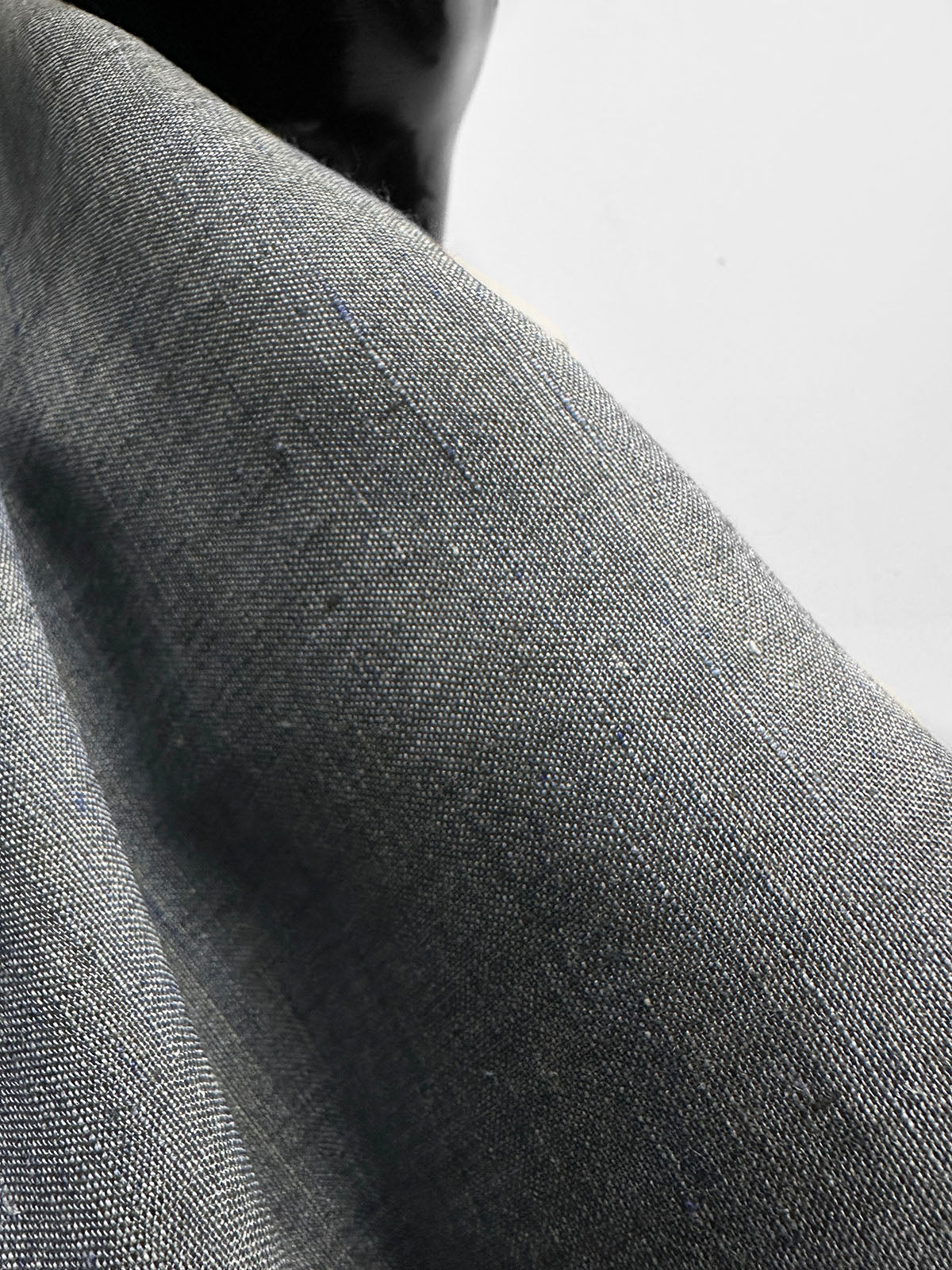 Italian Two Tone Olive Sky Blue Linen-Striped Selvedge