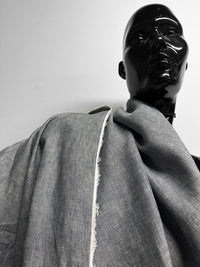 Italian Two Tone Natural Blue Grey Linen