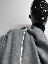 Italian Two Tone Natural Blue Grey Linen