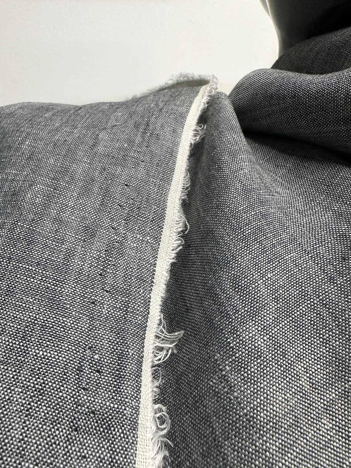 Italian Two Tone Natural Blue Grey Linen