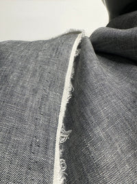 Italian Two Tone Natural Blue Grey Linen