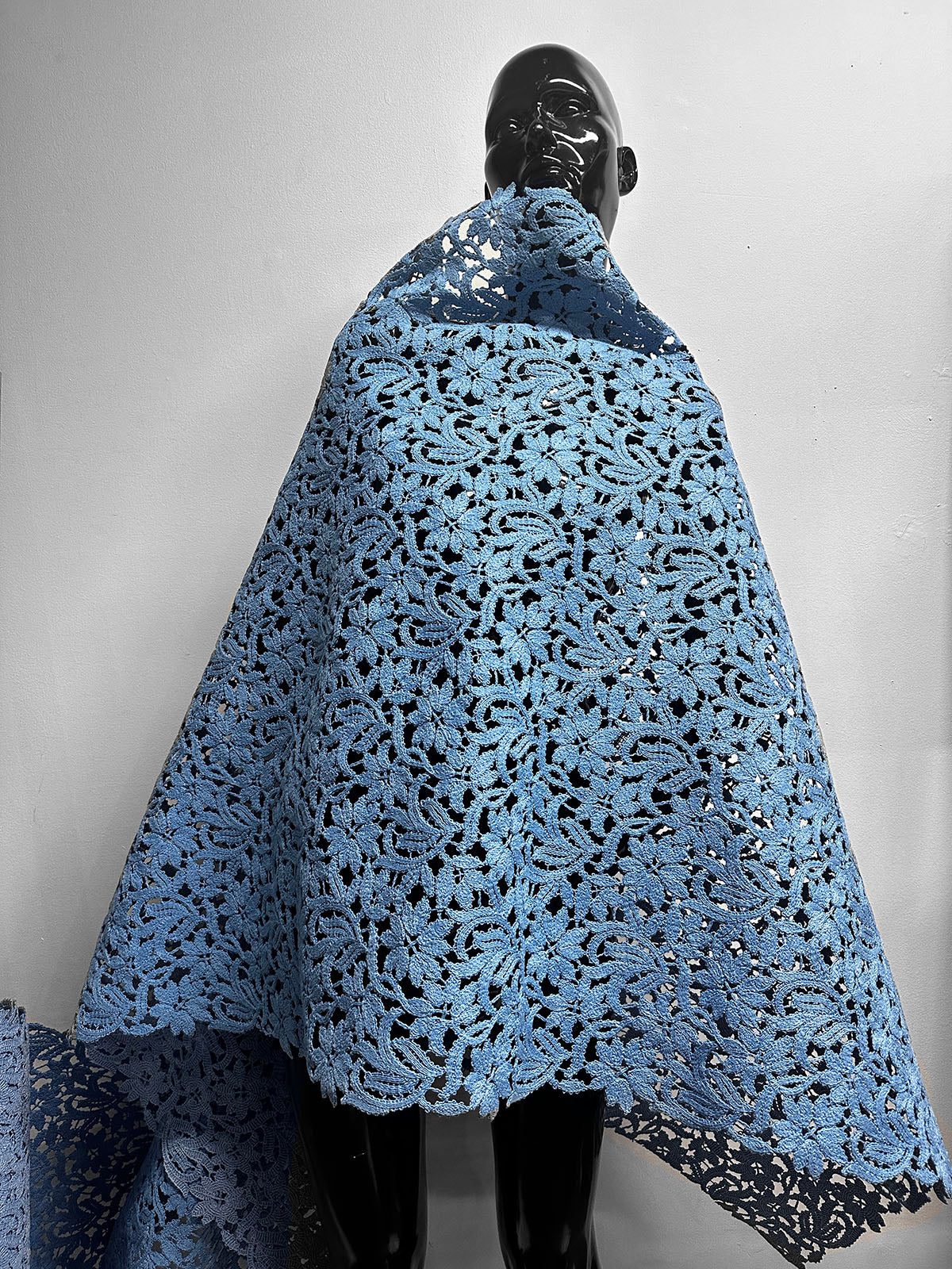 Jakob Schlaepfer Heavy Sturdy Blue Cotton Lace