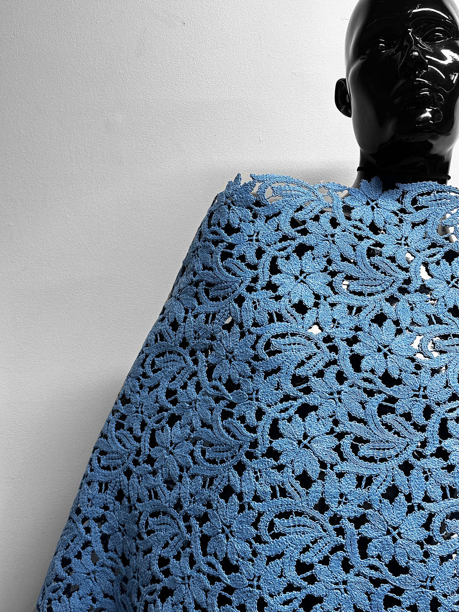 Jakob Schlaepfer Heavy Sturdy Blue Cotton Lace