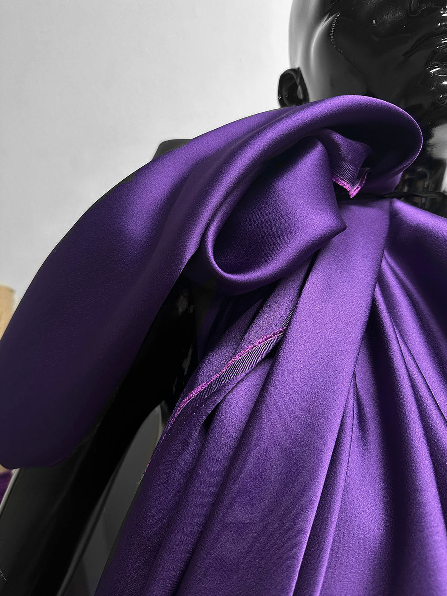 Italian Double Face Heavy Viscose Acetate Satin Drape Purple
