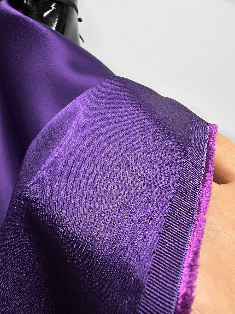 Italian Double Face Heavy Viscose Acetate Satin Drape Purple