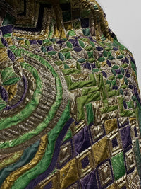 Sun Ra-ness Gold Quilted Jacquard - Green and Purple