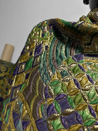 Sun Ra-ness Gold Quilted Jacquard - Green and Purple