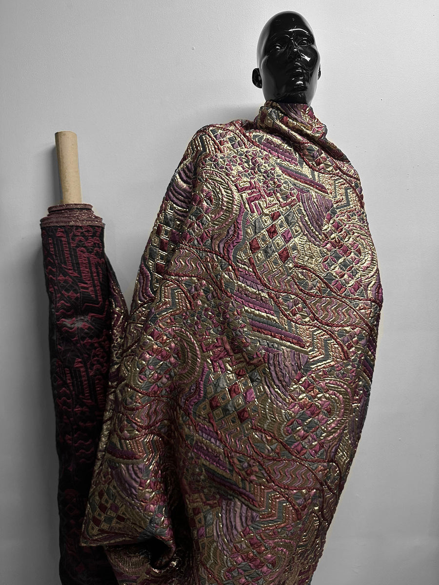 Sun Ra-ness Gold Quilted Jacquard - Plum