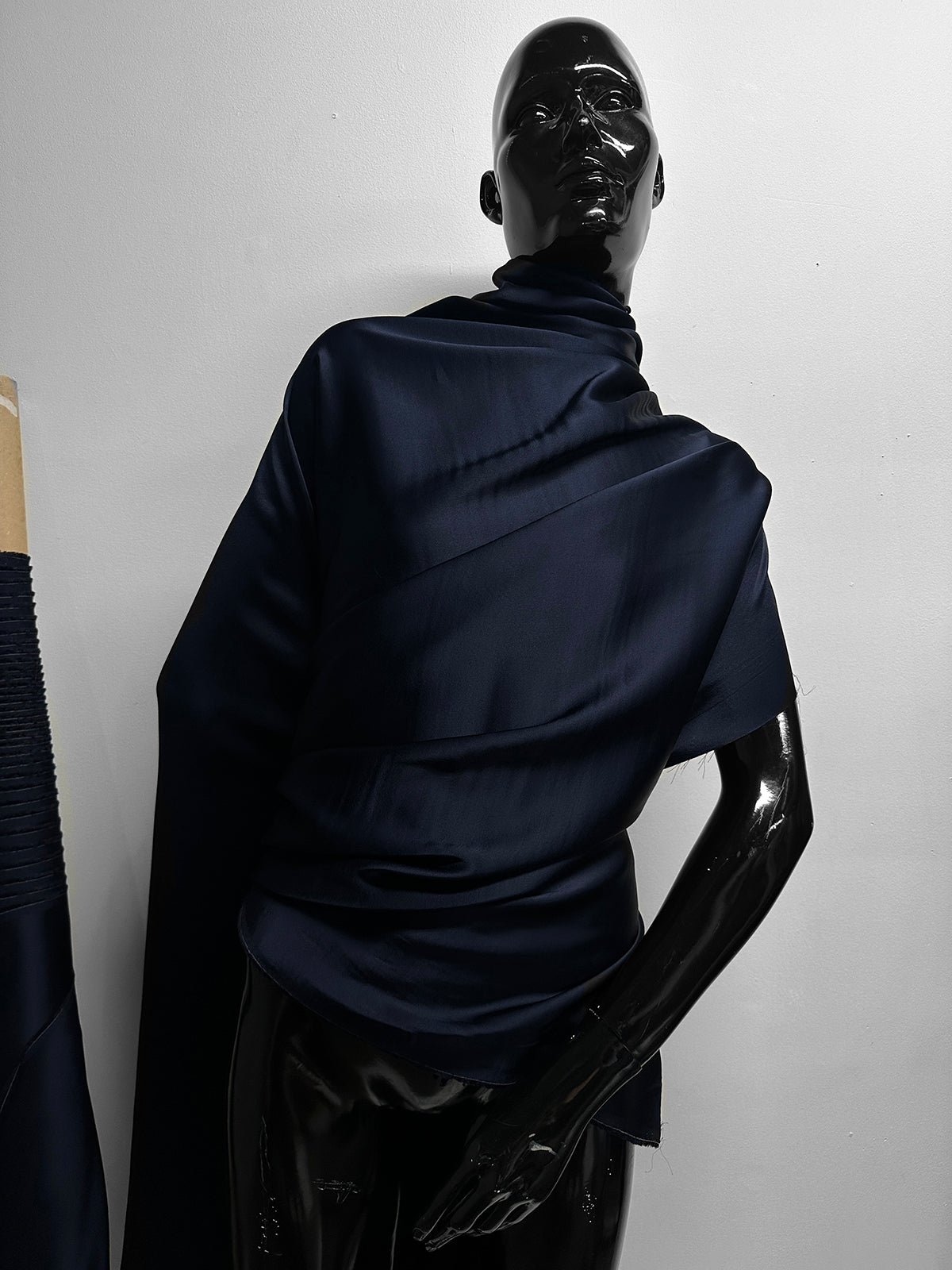 Italian Double Face Heavy Viscose Acetate Satin Drape Midnight