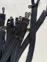 Metal 2 Way Separating Zipper Dark Blue Grey