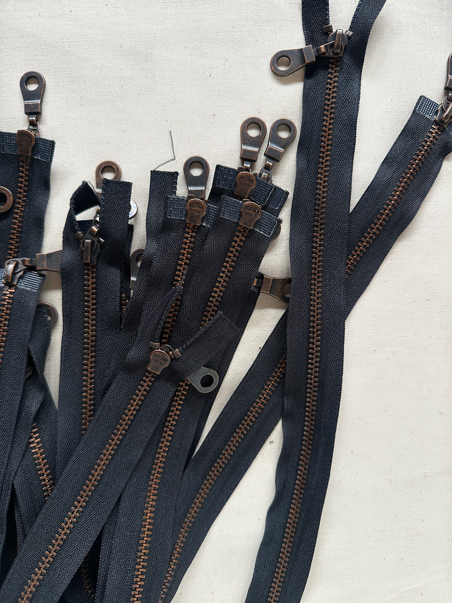 Metal 2 Way Separating Zipper Dark Blue Grey