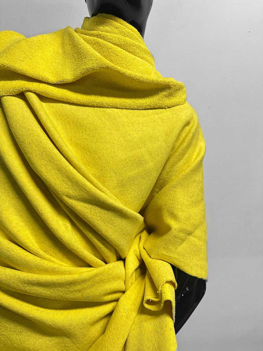 Italian Luxury Designer French Terry Heathered Yellow
