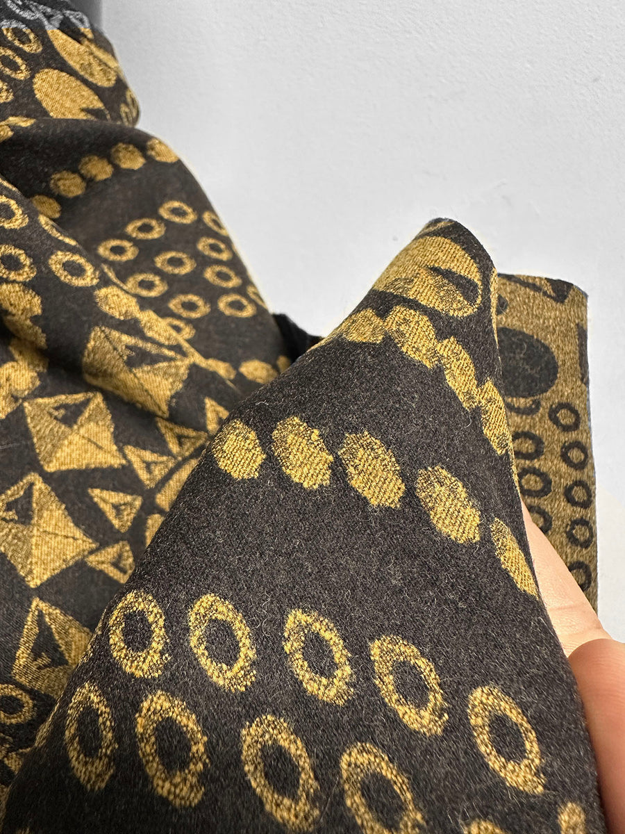 Vintage Italian Diamonté Jaquard Wool Stretch Flannel