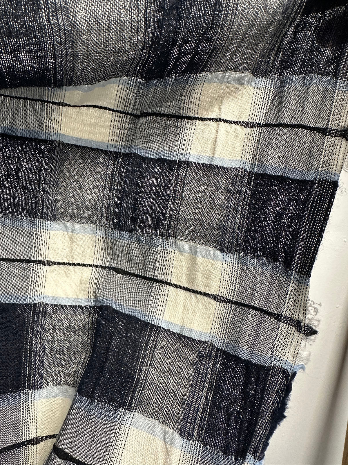 Albini Wool Cotton Plaid Crinkled Shirting