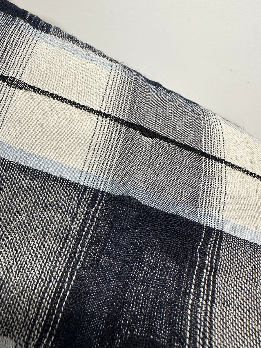 Albini Wool Cotton Plaid Crinkled Shirting