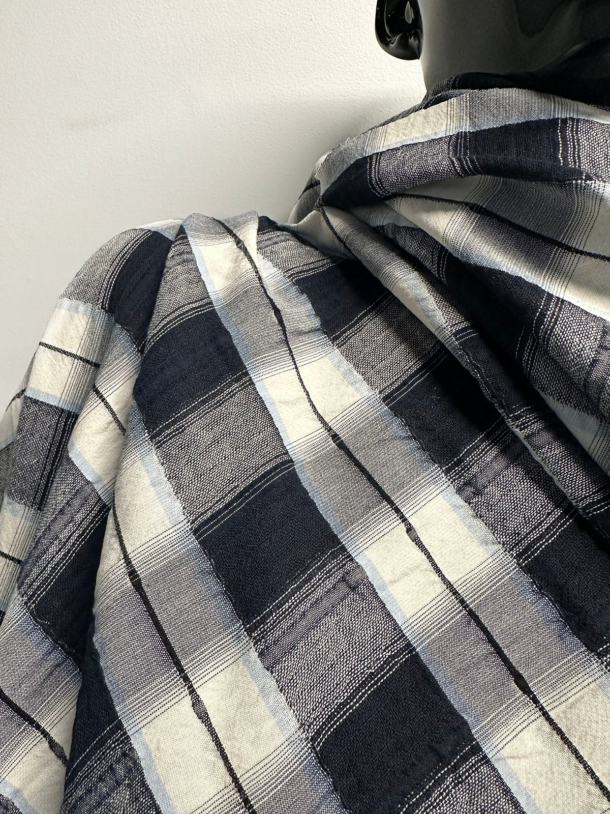 Albini Wool Cotton Plaid Crinkled Shirting
