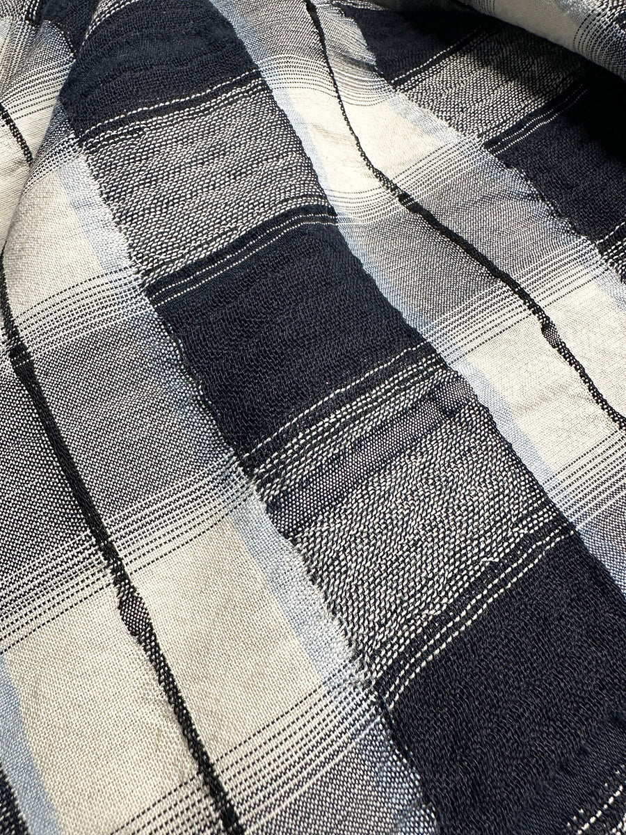 Albini Wool Cotton Plaid Crinkled Shirting