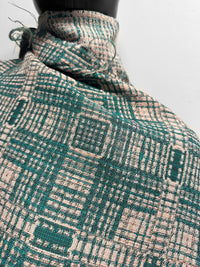 Vintage Italian Cotton Jacquard SUiting - Peach Teal