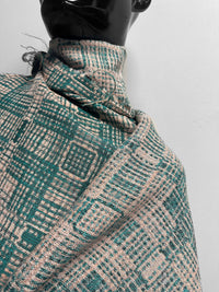 Vintage Italian Cotton Jacquard SUiting - Peach Teal