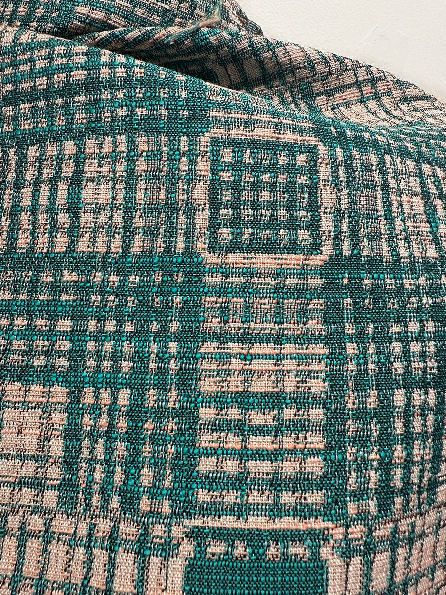 Vintage Italian Cotton Jacquard SUiting - Peach Teal