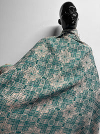 Vintage Italian Cotton Jacquard SUiting - Peach Teal