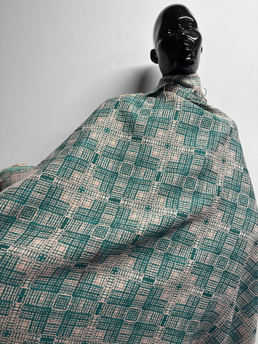 Vintage Italian Cotton Jacquard SUiting - Peach Teal