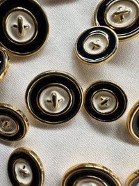 Designer Deadstock Gold Faux Stitch with Enamel Buttons