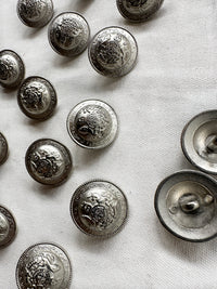 Matte Steel Coat Of ARms Buttons WIth Unicorn