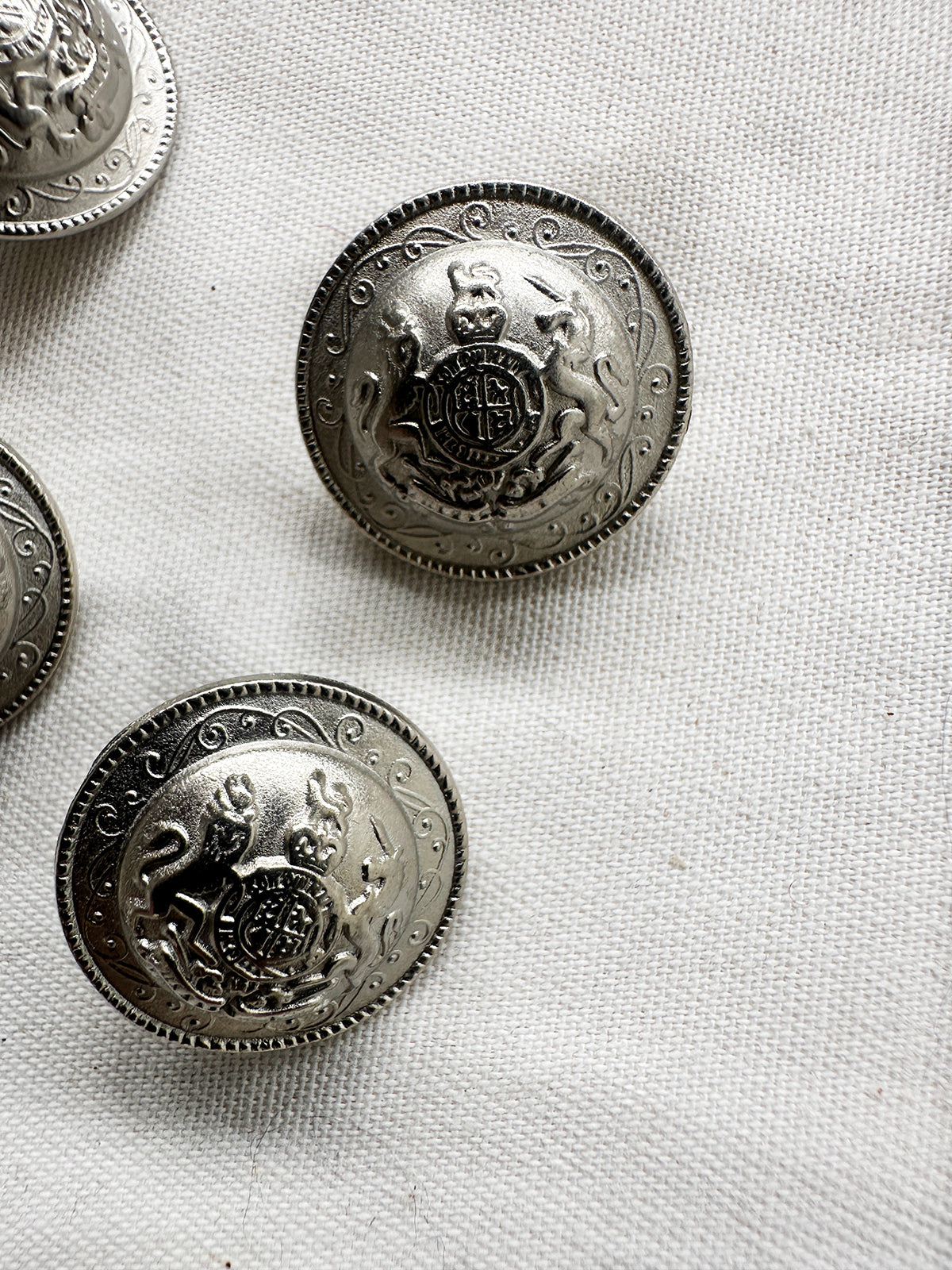 Matte Steel Coat Of ARms Buttons WIth Unicorn