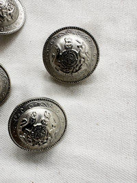 Matte Steel Coat Of ARms Buttons WIth Unicorn