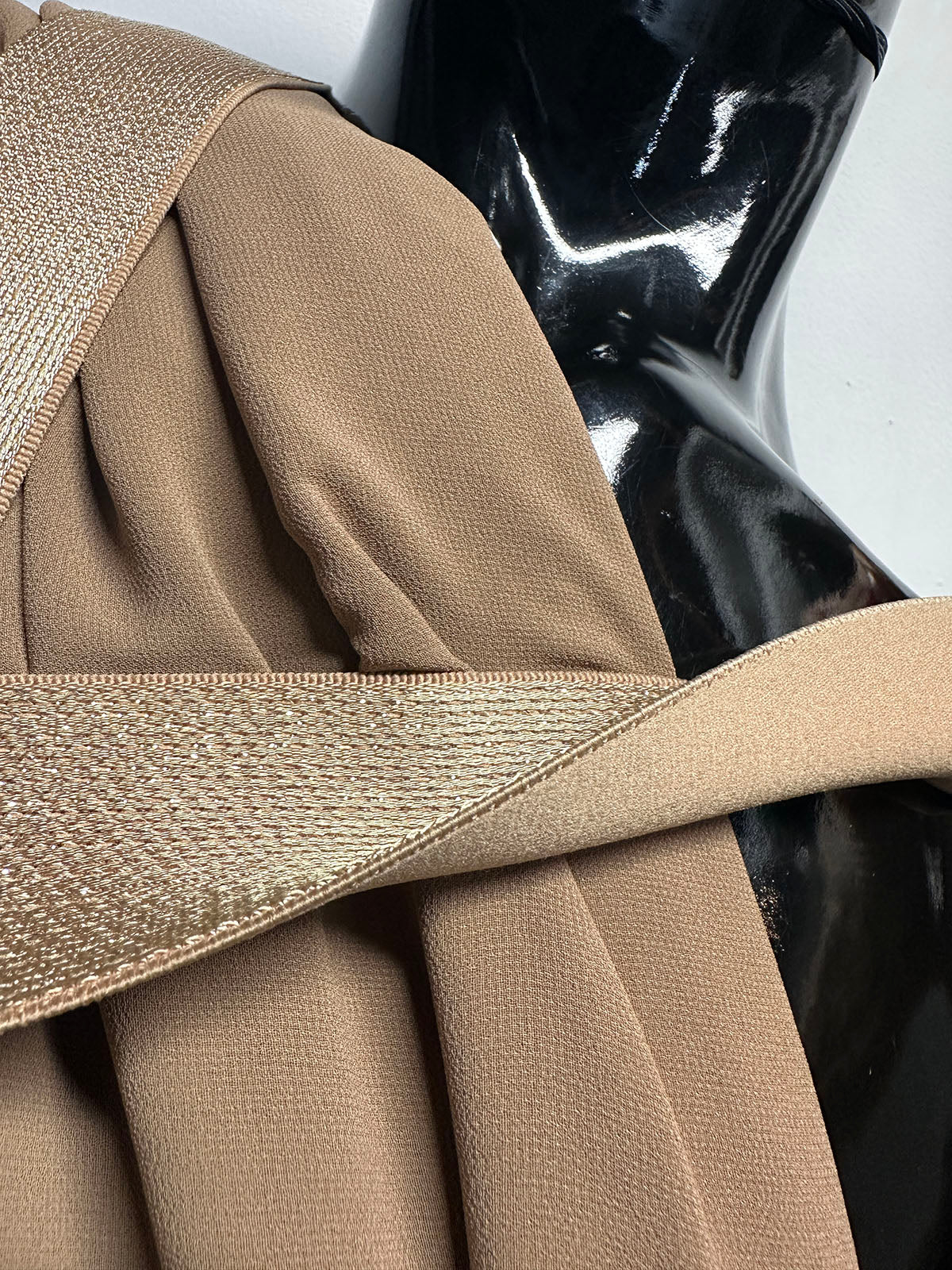 Sand Luxury Lamé Satin Waistband Elastic 40mm