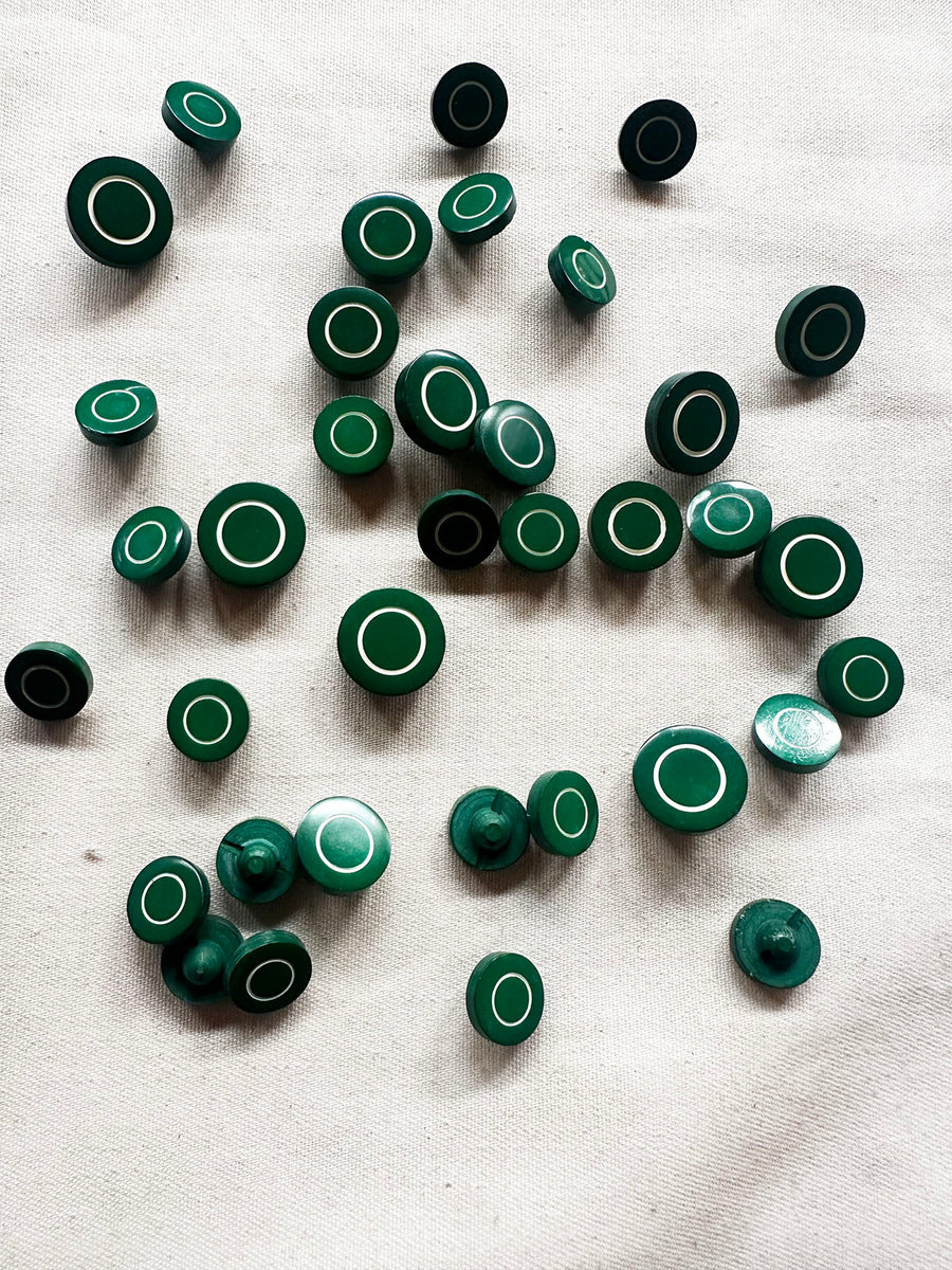 Italian Vintage Green with White Inner Ring Buttons
