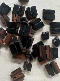 Vintage Italian Brutalist Black & Brown Wooden Buttons