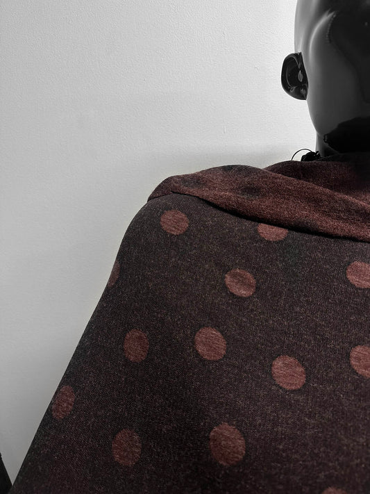 Italian Polka Dot Soft Drape Wool Blend Jersey Rust