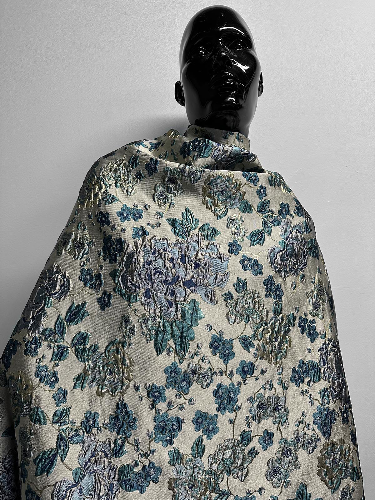 Italian Silk Brocade Rococo Inspired Teal