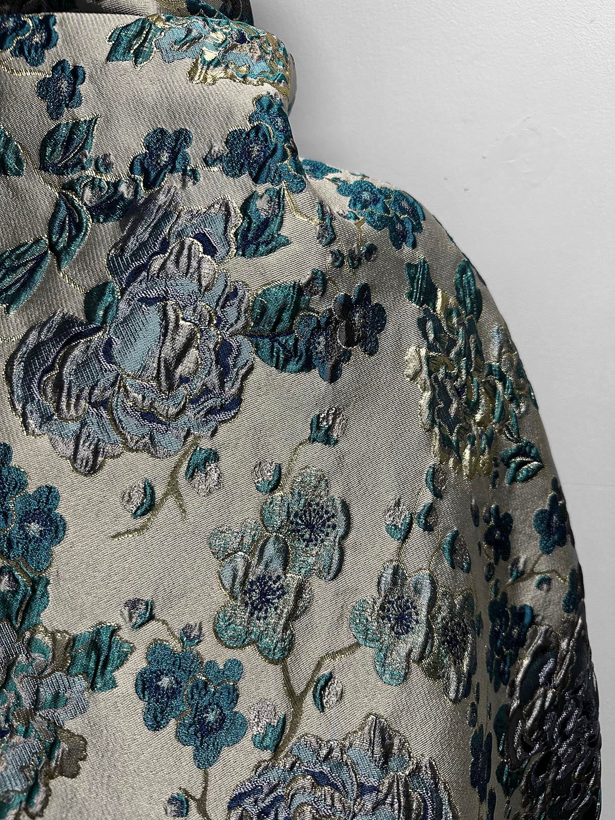Italian Silk Brocade Rococo Inspired Teal