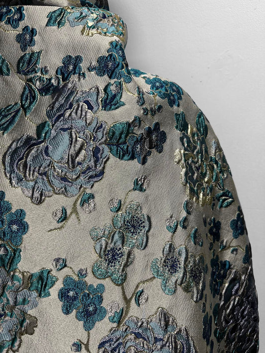 Italian Silk Brocade Rococo Inspired Teal