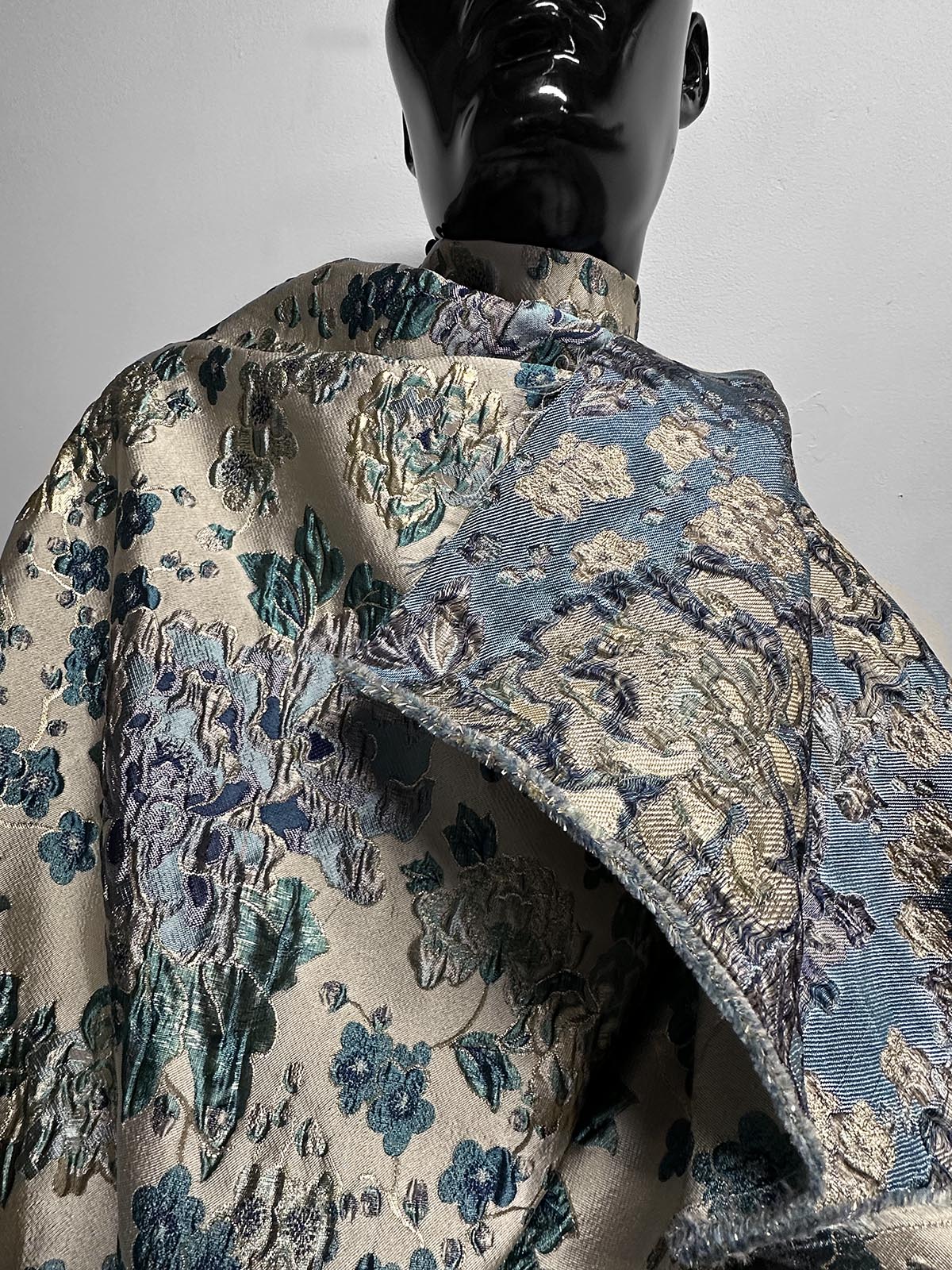 Italian Silk Brocade Rococo Inspired Teal