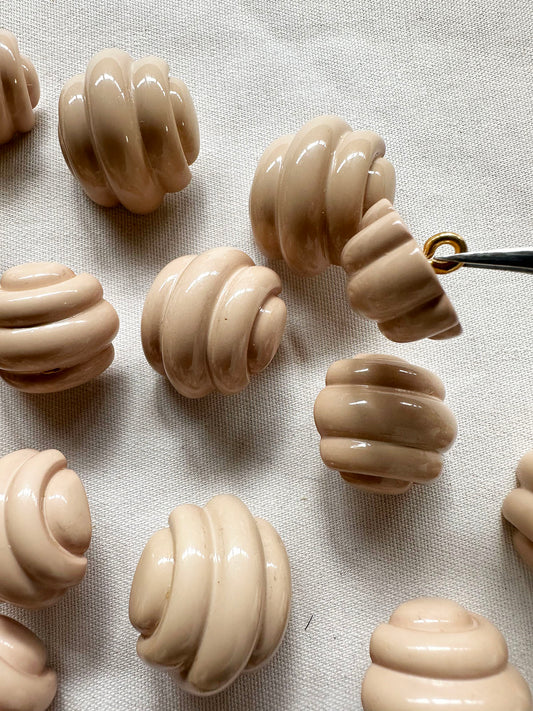 Vintage Italian Beige Glossy Deco Futurist