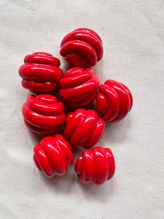 Vintage Italian Red Glossy Futurist Buttons