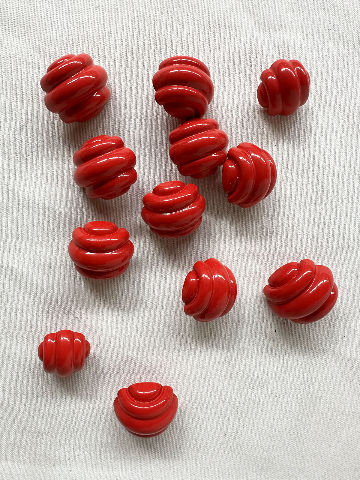 Vintage Italian Red Glossy Futurist Buttons