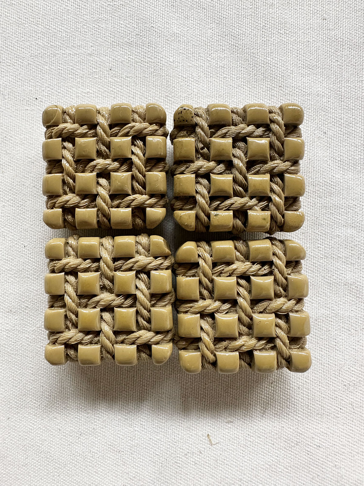 Vintage Italian Taupe Rope Weave Buttons