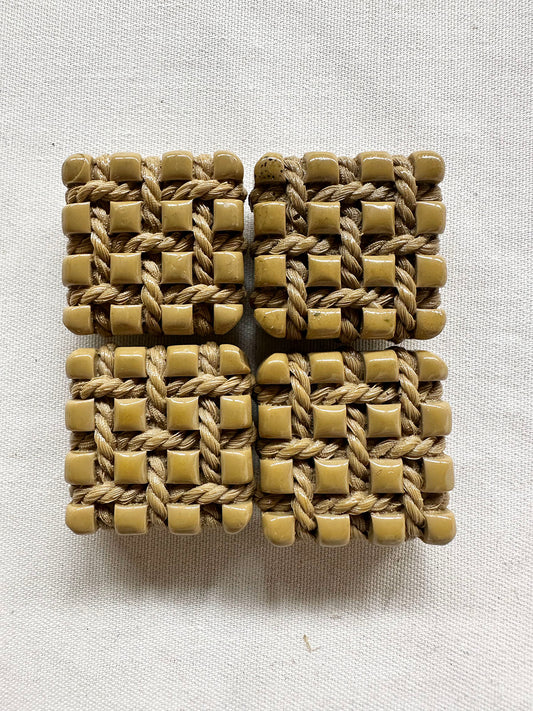 Vintage Italian Taupe Rope Weave Buttons