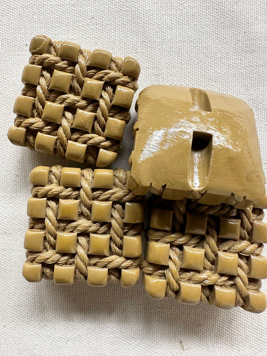 Vintage Italian Taupe Rope Weave Buttons