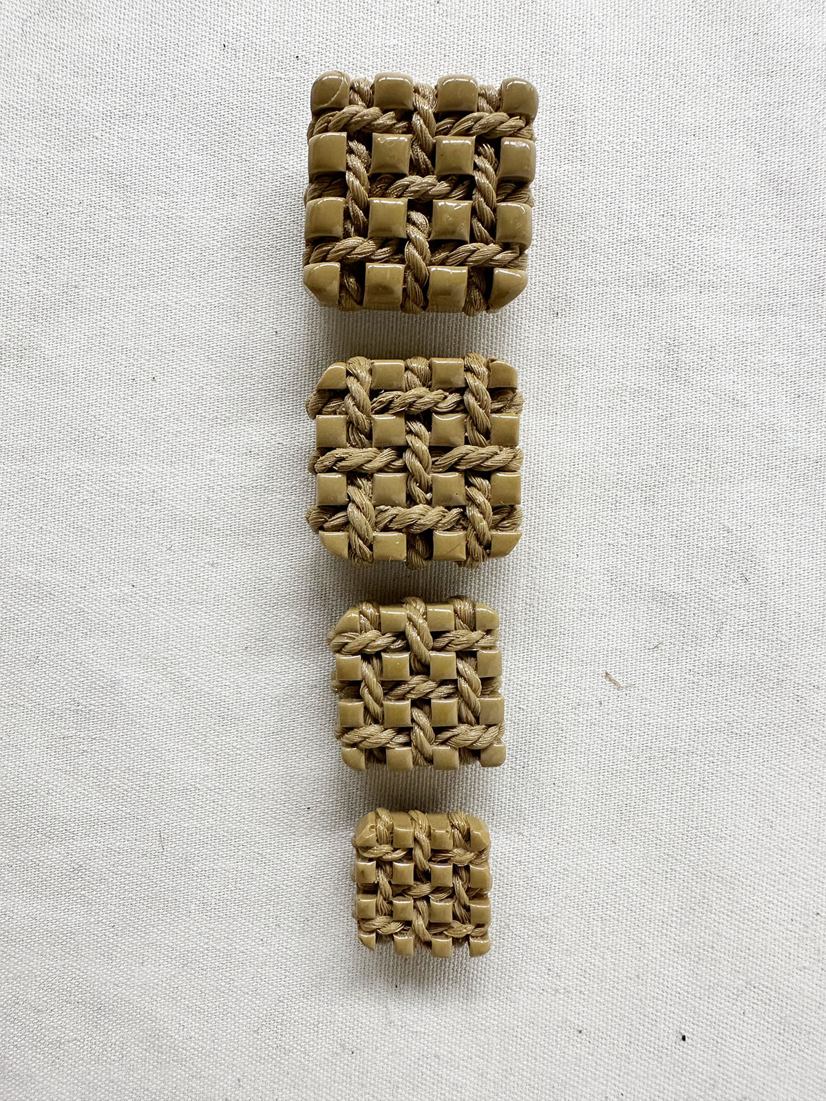 Vintage Italian Taupe Rope Weave Buttons