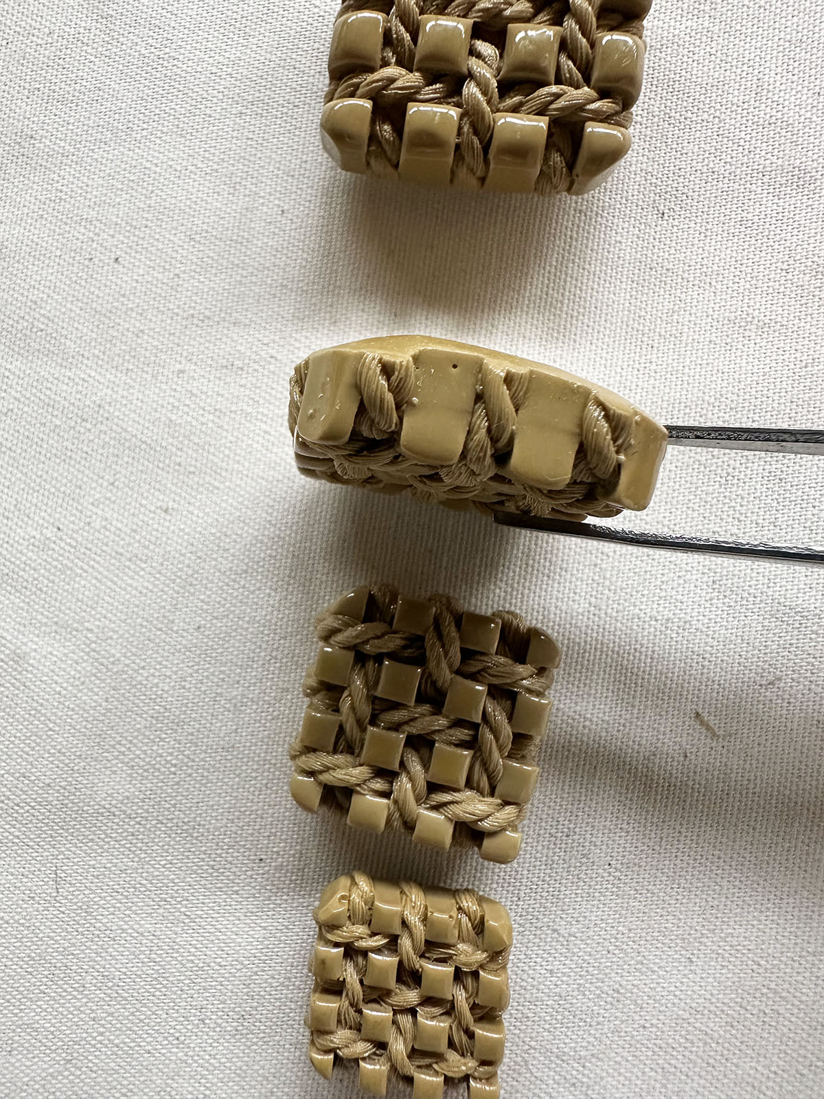 Vintage Italian Taupe Rope Weave Buttons