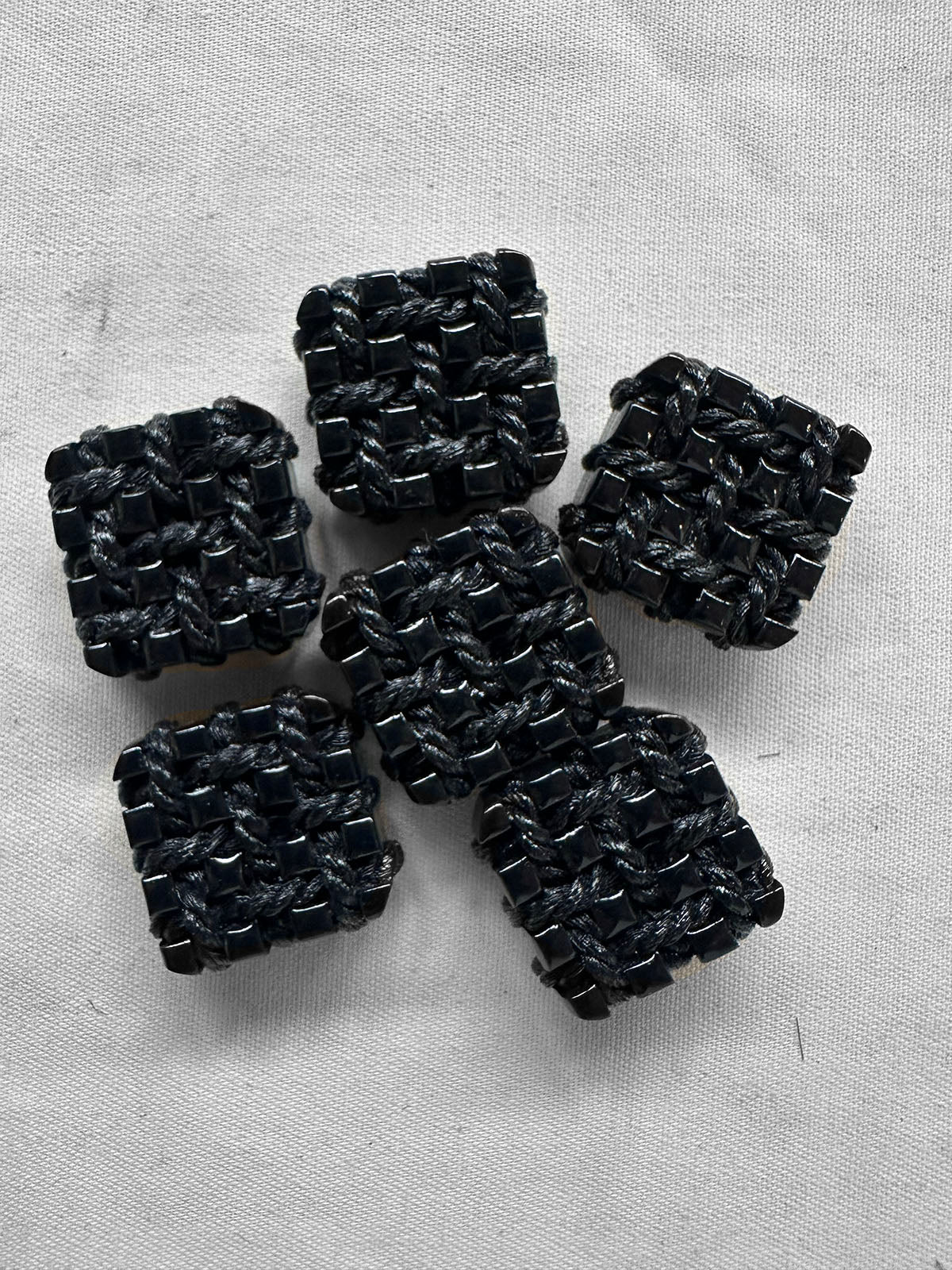 Vintage Italian Black Rope Weave Buttons