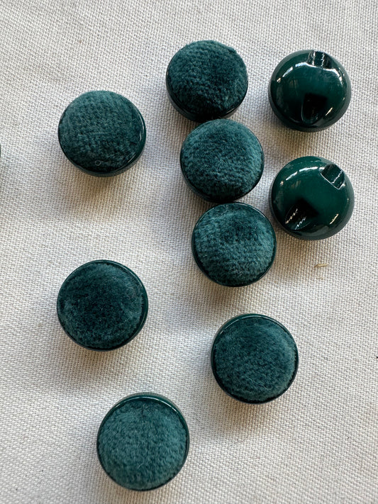 Vintage Italian Teal Velvet Buttons